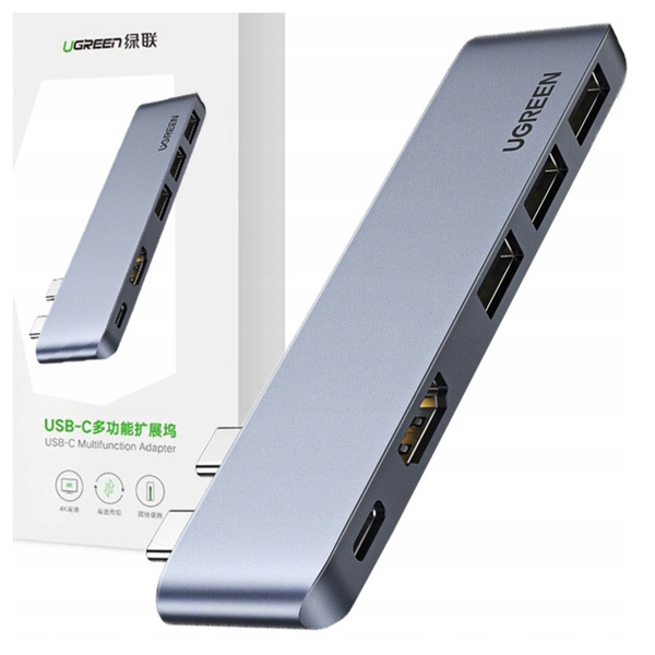 Adapter Hub UGREEN CM251, 2xUSB_C do 3x USB 3.0, HDMI, zdjęcie 1