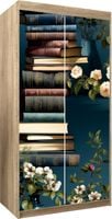Naklejka samoprzylepna okleina na szafę na wymiar STOS KSIĄŻEK KWIATY
