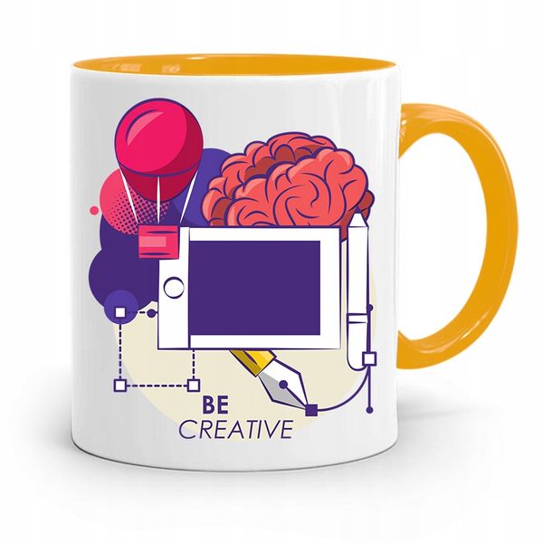 Kubek Żółty Prezent Dla Grafika Be Creative Z Nadrukiem Ze Zdjęciem zdjęcie 1