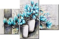 60 90CM OBRAZ 3 ELEM MAGNOLIE NIEBIESKICH KOLORACH ŚCIENNY DRUK PŁÓTNO
