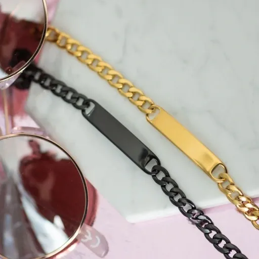 Bransoletki dla par z grawerem pancerka ze stali zdjęcie 14