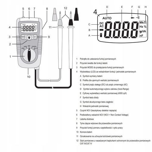 Multimetr MIERNIK CAT IV cyfrowy specjalistyczny 600 V latarka IP 54 TESTER na Arena.pl