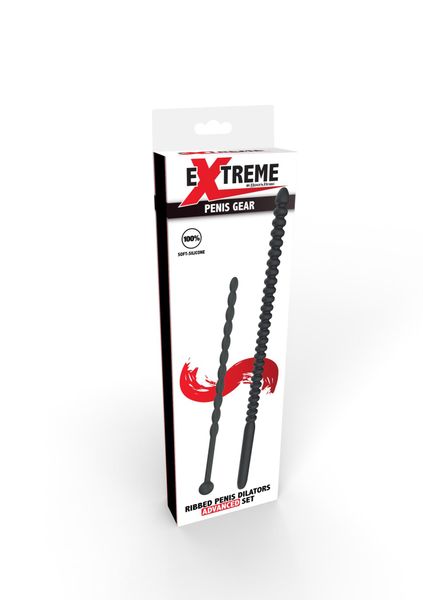 Ribbed Penis Dilator Set 2 Pcs Black zdjęcie 2