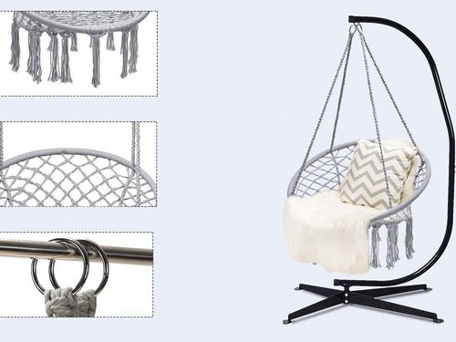 SZARY HAMAK FOTEL WISZĄCY HUŚTAWKA BOCIANIE GNIAZDO HUŚTAWKA BOHO na Arena.pl