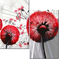 60CM 50CM OBRAZ ŚCIENNY DMUCHAWCE CZERWIENI DRUK PŁÓTNO