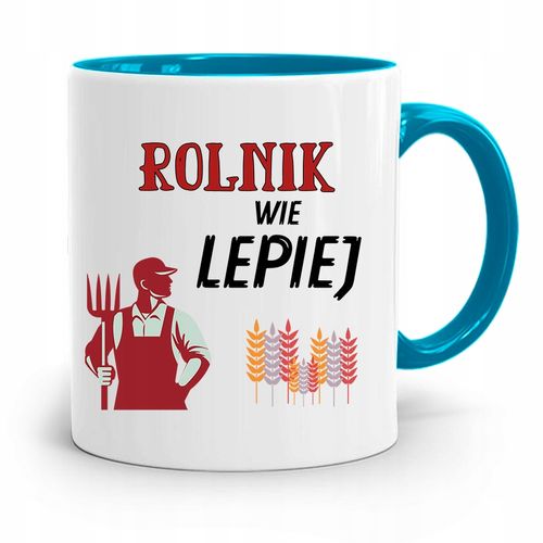 Dla Rolnika Kubek Błękitny Rolnik Wie Lepiej Z Nadrukiem Ze Zdjęciem na Arena.pl
