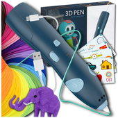 długopis drukarka 3d pen bezpieczny zestaw + wzory niebieski