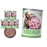MOKRA KARMA DLA PSA TufTuf Puszka mielonka z królikiem ZESTAW 6x400g