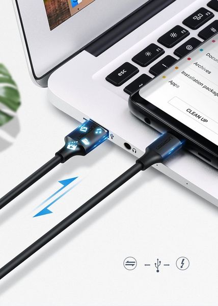 Kabel przewód USB - USB-C 2A 1m czarny zdjęcie 5