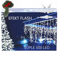 SOPLE STAŁE + FLASH 500 LED LAMPKI ŚWIĄTECZNE ŚWIATEŁKA 20m ZEWNĘTRZNE