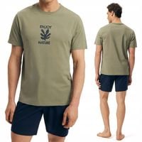 Piżama męska 100% BAWEŁNA Komplet T-Shirt + Spodenki HENDERSON - L