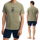 Piżama męska 100% BAWEŁNA Komplet T-Shirt + Spodenki HENDERSON - L