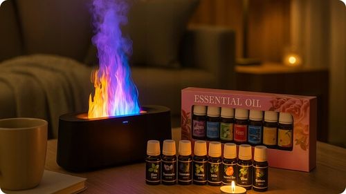 Dyfuzor Zapachowy LED Kominek 250ml + 12 Olejków | Nawilżacz Powietrza na Arena.pl