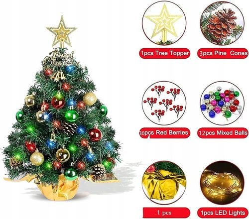 CHOINKA Z OŚWIETLENIEM LED 60cm MINI CHOINKA KOMPLET Z OŚWIETLENIEM CKZ na Arena.pl