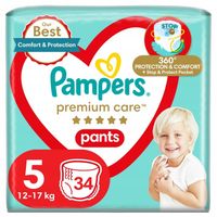 Pampers Premium Care Pants Pieluchomajtki, rozmiar 5, 34 szt, 9kg-17kg
