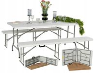 Zestaw cateringowy Komplet bankietowy SKŁADANY stół 2 ławki dla 8 osób