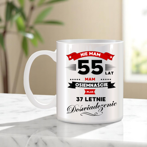 ZESTAW PODUSZKA I KUBEK ORYGINALNY PREZENT 55 LAT NA URODZINY na Arena.pl