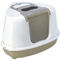 Beżowa kuweta narożna z filtrem zatrzymującym zapachy Yarro 55 x 45 x 39 cm