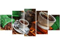 70CM 150CM ZEGAR 5 ELEM KAWA NATURALNA DRUK OBRAZ