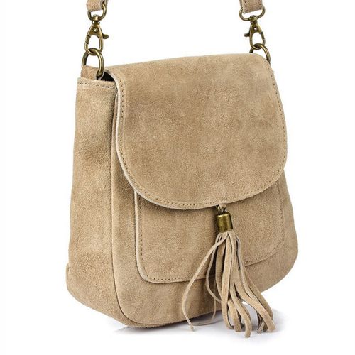 VERA PELLE torebka damska zamszowa listonoszka z klapą V449 c.brązowa na Arena.pl