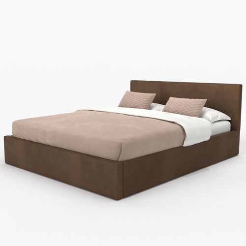 ŁÓŻKO TAPICEROWANE DO SYPIALNI 180x200 ŁÓŻKO PODWÓJNE Z POJEMNIKIEM BRĄZOWE na Arena.pl