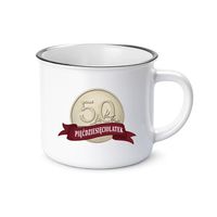 Pięćdziesięciolatek - moneta - kubek emaliowany na prezent 50 URODZINY