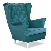 Fotel uszak Carol skandynawski  TURKUS morski niebieski