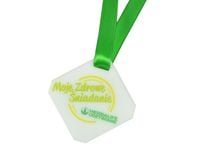 medal z plexi okolicznościowy, pamiątkowy ze wstążką 6,5x6,5 cm 50szt