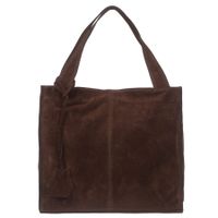 VERA PELLE torebka zamszowa shopper klasyczna na ramię V624 c.brązowa