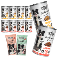 MOKRA KARMA DLA PSA TufTuf PUSZKA SMAK DRÓB I WOŁOWINA 10x415g + GRATIS