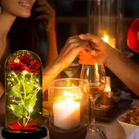 WIECZNA RÓŻA W SZKLE Lampka Nocna PREZENT NA WALENTYNKI DLA MAMY KOBIETY