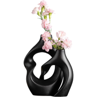 Wazony ceramiczne czarne nowoczesne zestaw 2 sztuki matowe wysokie 20cm