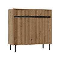 Nowoczesna Komoda Ryflowana 2D2SZ 100 cm Dąb Evoke KOSAKA LP - 2 Kolory