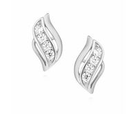 Delikatne rodowane srebrne kolczyki łezki z cyrkoniami srebro 925 Z1401E