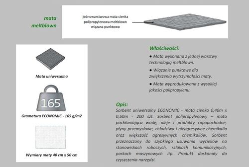 Sorbent mata uniwersalna ECONOMIC 200 szt. / ATEST na Arena.pl