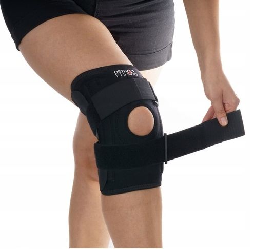 ORTEZA KOLANA STABILIZATOR Z FISZBINAMIx4 OPASKA STAWU KOLANOWEGO RZEPKI na Arena.pl