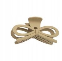 Duża spinka klamra plastikowa kokarda mat beżowy 13cm