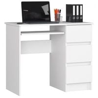 Biurko komputerowe, szuflady, prawe, ASTOR, 90x50x77, biel | TYLETEGOTU
