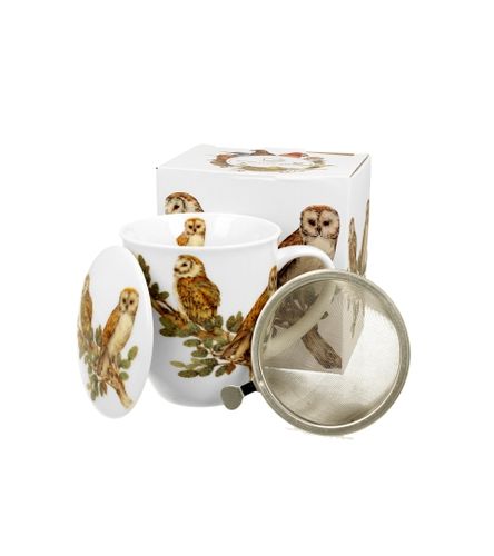 KUBEK Z ZAPARZACZEM POKRYWKĄ DO ZIÓŁ HERBATY DUO SOWY NA PREZENT 400 ML na Arena.pl