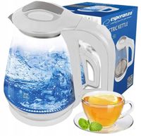 MOCNY SZKLANY CZAJNIK ELEKTRYCZNY LED BIAŁY DUŻY