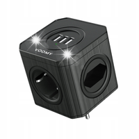 Voomy Split X4S - 7w1 Hub zasilania - 4x EU, 3x USB-A - 4000W - Czarny
