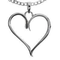 SREBRNY WISIOREK DUŻE SERCE KONTUR PRÓBA SREBRA 925