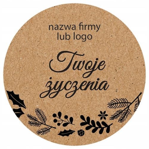 Naklejki ŚWIĄTECZNE Personalizowane Firmowe Logo 200 Etykiet Kraft fi 50 mm na Arena.pl