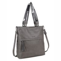 TOREBKA damska shopper eko skórzana z paskiem L043 c.szara