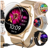 SMARTWATCH ZEGAREK DAMSKI POLSKIE MENU ROZMOWY SPORT SMART WATCH 4 PASKI