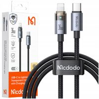 mcdodo kabel usb-c szybkie ładowanie do iphone lightning 36w 1m led czarny