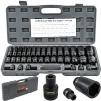 NASADKI UDAROWE HEX 1/2 CR-V 35SZT 38MM 78MM DO KLUCZA UDAR WALIZKA ZESTAW