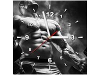 30X30CM ZEGAR MĘŻCZYZNA SIŁOWNI BLACK&WHITE OBRAZ DREWNO