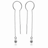 DŁUGIE PRZEWLEKANE WISZĄCE SREBRNE KOLCZYKI GŁADKIE KULKI KULECZKI BALLS