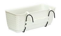 Doniczka balkonowa DRL400PW z podstawką | Biały, Kształt Prostokątny, Wymiary 16x39x14 cm, Kolor Biały, Prosperplast